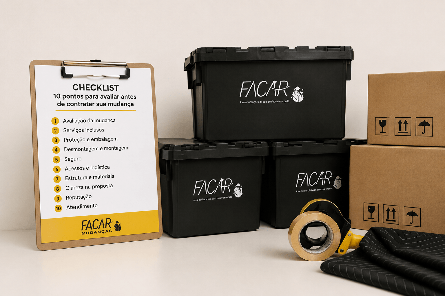 Checklist para escolher uma empresa de mudanças com caixas retornáveis da FACAR