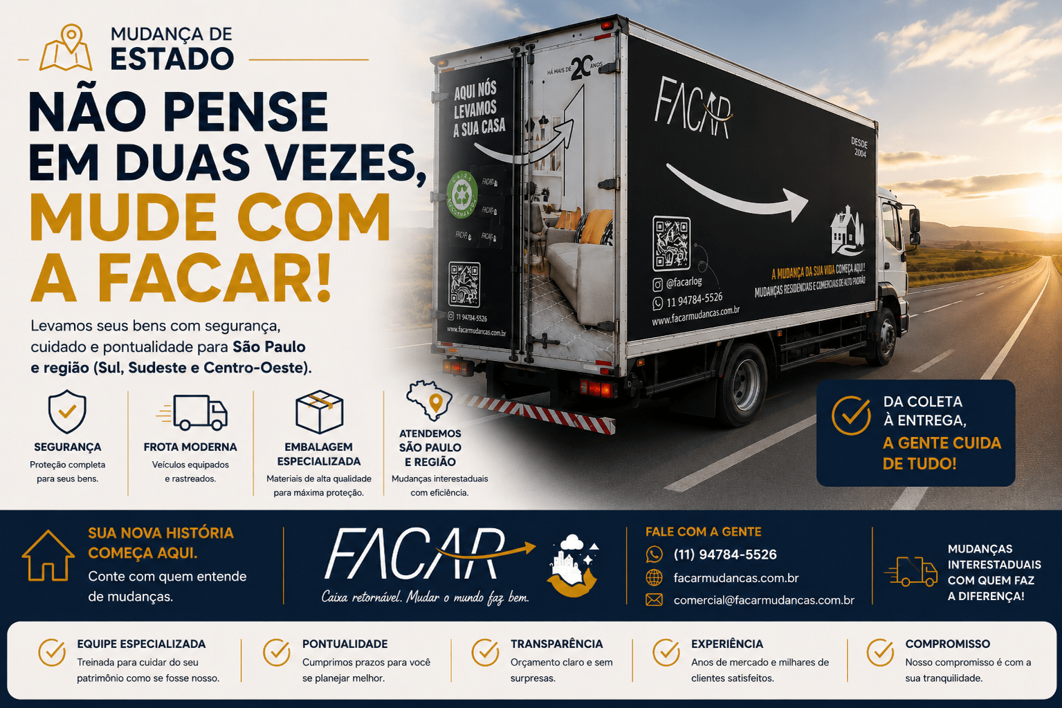 Mudança de Estado -Não pense 2 vezes, mude com a Facar!